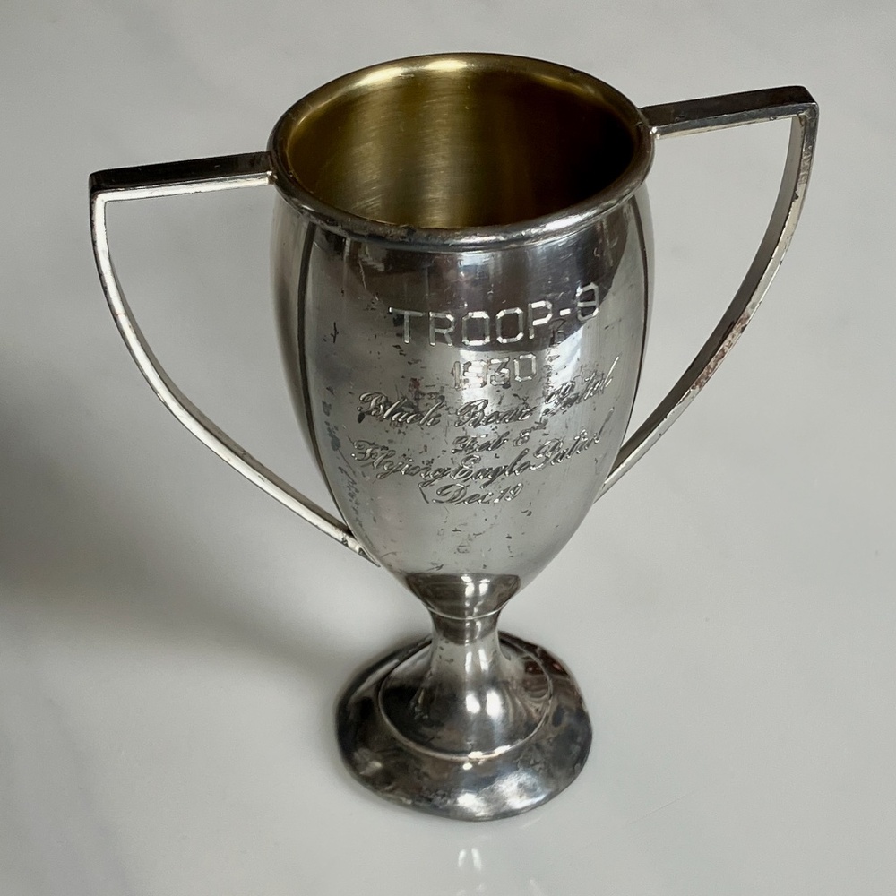 Antique 1930 Silver Plated Engraved Trophy Cup - "Troop 9"
